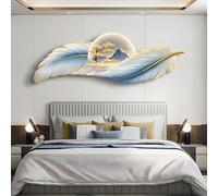 EYRMQWJPC Oggetti Decorativi per muri appesi, Decorazione da Parete con Piume 3D e Luce LED Multicolore, Diverse Misure(Blue,39.3 * 13.7in)