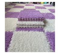 EYRMQWJPC Piastrelle di moquette morbide ad incastro Plush Foam Interlocking Floor Mats Pack of 50 Multicolor 12x12 Inch(Purple White)