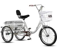 EYRMQWJPC Triciclo per Adulti Triciclo for Adulti a 3 Ruote da 20 Pollici con Cestino, Sedile e Manubrio Regolabili, Doppio Freno