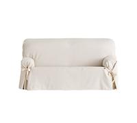 Eysa Bianca - Copridivano con fiocchi, 100% cotone, Tessuto non elastico, colore: ecru, 180 - 230 cm / 3 posti