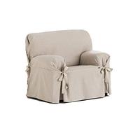 Eysa Italia Constanza F616081 Salvapoltrona con Lacci, Cotone, beige/marrone zigzag, da 80 a 120 cm (1 posto)