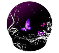 eyscar Tappetino per mouse per computer, con farfalla viola, ergonomico, in memory foam, antiscivolo, supporto per il polso, leggero, per ufficio, giochi, computer, laptop e Mac, sollievo dal dolore