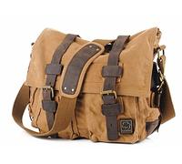 Eysee borsa a tracolla da uomo in tela con pelle, borsa a tracolla da uomo retrò in tessuto per l'uso quotidiano,35 cm (L) * 30 cm (A) * 12 cm (L),Marrone