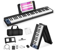 EYTSE Tastiera per pianoforte pieghevole a 61 tasti, pianoforte digitale semi-ponderato, tastiera portatile senza fili e MIDI, tastiera elettronica pieghevole per principianti, bambini, adulti (nero)