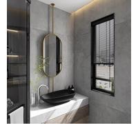 EYUIOPLM Specchio ovale da bagno sospeso al soffitto, specchio da trucco sospeso con asta in metallo montato a parete, for camera da letto, soggiorno, ingresso(Gold,40x60cm)