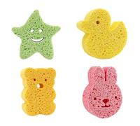 EYVRPAU 4 pezzi spugne da bagno per neonati, bambini, graziose con cartoni animati, naturali, adatte per neonati, bagnetto spugna, spugna chicco neonato, spugnetta neonato