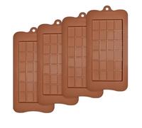EYVRPAU 4 pezzi Stampi per cioccolato con linee separatrici, stampi per proteine e barre energetiche, antiaderente, stampi in silicone, tavoletta, barrette marrone