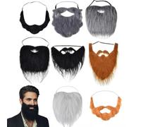 EYWILYWI Set di 8 baffi e barba finta, accessori divertenti per costumi per il viso, baffi finti per feste di Halloween, cosplay (multicolore)