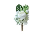 EYZJQSTUV corsaggio di nozze, Set fiore all'occhiello con corpetto da sposa in seta bianca rustica for la festa degli sposi(Boutonniere G)