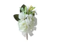 EYZJQSTUV corsaggio di nozze, Set fiore all'occhiello con corpetto da sposa in seta bianca rustica for la festa degli sposi(Boutonniere C)