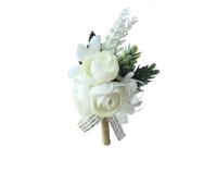 EYZJQSTUV corsaggio di nozze, Set fiore all'occhiello con corpetto da sposa in seta bianca rustica for la festa degli sposi(Boutonniere a)