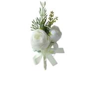 EYZJQSTUV corsaggio di nozze, Set fiore all'occhiello con corpetto da sposa in seta bianca rustica for la festa degli sposi(Boutonniere B)