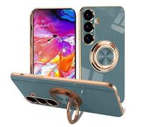 EYZUTAK Custodia magnetica elettrolitica per Samsung Galaxy A17 5G, 360 gradi con rotazione in metallo anti-caduta Supporto per anello da dito magnetico supporto per auto sottile in morbido silicone