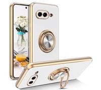 EYZUTAK Custodia magnetica elettroplaccata per Google Pixel 9a, 360 gradi con rotazione in metallo anti-caduta Supporto per anello magnetico Supporto per auto Supporto per auto Sottile Cover antiurto