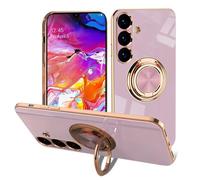 EYZUTAK Custodia magnetica elettroplaccata per Samsung Galaxy A57 5G, 360 gradi con rotazione in metallo anti-caduta, supporto magnetico per auto, sottile, in morbido silicone, antiurto, viola