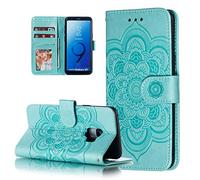 EYZUTAK Custodia Mandala per Samsung Galaxy S9, in pelle PU premium, flip wallet, con porta carte, supporto magnetico, stand magnetico, custodia protettiva ultra slim con cordino, con effetto in