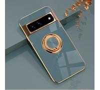 EYZUTAK Custodia per Google Pixel 8 Pro, lucida morbida silicone TPU Slim Case con supporto ad anello a 360 gradi, antiurto, supporto magnetico per auto, colore grigio