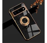 EYZUTAK Custodia per Google Pixel 8 Pro, lucida morbida silicone TPU Slim Case con supporto ad anello a 360 gradi, antiurto, supporto magnetico per auto, colore nero