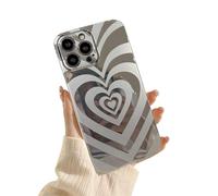 EYZUTAK Custodia per iPhone 14, graziosa custodia elettrolitica multistrato con motivo a cuore innamorato, per San Valentino, design estetico con vortice, sottile, antiurto, custodia rigida in