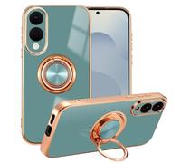 EYZUTAK Custodia per Samsung Galaxy S25 Edge, lucida morbida silicone TPU Slim Case con supporto ad anello a 360 gradi, antiurto, supporto per le dita, supporto magnetico per auto, colore grigio