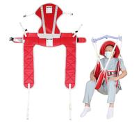 EZ Assistive Cintura di sollevamento paziente - Cinghia di sollevamento senza poggiatesta per anziani/disabili per il bagno o la toilette, portata 227 kg (rosso-con poggiatesta, media)