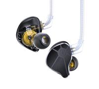 EZ EAR Auricolari in-ear CCZ BC04 HiFi DD&BA con driver dinamico ricco di dettagli cablati IEM Deep Bass con cavo staccabile a 2 pin, per telefono, PC, musica e giochi (nero, sin microfono)
