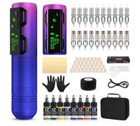 EZ Kit Tatuaggi - Tattoo Pen Machine Kit Completa con Macchinetta Tatuaggi, 20pezzi Aghi per Cartucce Tatuaggio, 1800mAh Alimentazione Batteria per gli Artisti del Tatuaggio (P2S Viola)