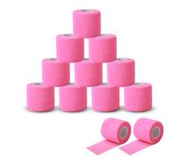 EZ Tattoo Grip Tape- 12pezzi (5cmx4.5m) Benda Autoadesiva per il Gonfiore della Distorsione del Polso e della Caviglia, Nastro per Tubo di Presa del Tatuaggio per Macchina del Tatuaggio (Rosa)