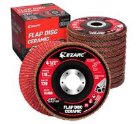 EZARC Dische a lamelle in ceramica con granulometria 40, dische di levigatura a lamelle da 115 mm, ruota di smerigliatura in ceramica di tipo 29 per acciaio inossidabile, metalli non ferrosi, 10 pezzi