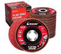 EZARC Dische a lamelle in ceramica con granulometria 80, dische di levigatura a lamelle da 115 mm, ruota di smerigliatura in ceramica di tipo 29 per acciaio inossidabile, metalli non ferrosi, 10 pezzi