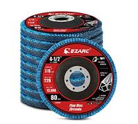 EZARC Disco Lamellare 10 Pezzi, Dischi Lamellari Ø 115mm x 22 mm, Grana 80 Dischi Abrasivi Lamellari, Adatto per Acciaio Inossidabile Metallo e Legno per Smerigliatrice Angolare