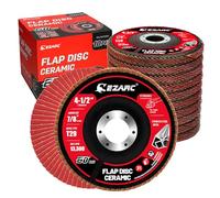 EZARC - Disco lamellare con grana 60, 115 mm, Tipo 29, Disco abrasivo in ceramica per acciaio inossidabile, metalli non ferrosi, ghisa e lamiere, confezione da 10