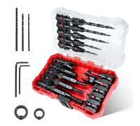 EZARC Set di 22 punte da trapano per svasatura, punte da trapano per legno con autocentranti, frese per tappi per legno, punte per cacciavite, supporto per punte di estensione magnetica, gambo