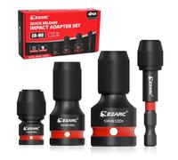 EZARC Set di 4 adattatori per avvitatore a percussione con mandrino a sgancio rapido, 1/2+3/8+1/4 pollici su 1/4" Hex acciaio Cr-Mo, adattatore bit per avvitatore a percussione per utensili Impact +
