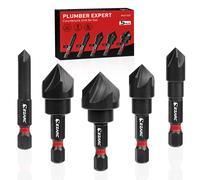 EZARC Set di 5 punte per trapano svasatore per metallo, punte svasate con codolo esagonale da 1/4 di pollice 82 gradi 5 flauto, 1/4" 3/8" 1/2" 5/8" 3