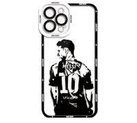 EZB Custodia per iPhone a tema Lionel Messi, colore bianco e nero, flessibile, antiurto, custodia trasparente per camicia Messi 10 (iPhone 11)