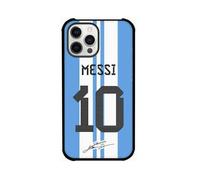 EZB Custodia per iPhone a tema Lionel Messi, custodia flessibile e ammortizzante per telefono, custodia Messi blu e bianca (iPhone 16)