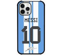 EZB Custodia per iPhone a tema Lionel Messi, custodia flessibile e ammortizzante per telefono, custodia Messi blu e bianca (iPhone 13 Pro Max)