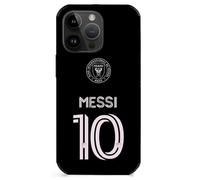 EZB Custodia per iPhone a tema Lionel Messi, custodia flessibile in bianco e nero, assorbe gli urti, custodia Messi Inter Miami 10 (iPhone 17 Pro)