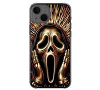 EZB Custodia rigida per telefono compatibile con iPhone Scream Ghost Face | Bordi flessibili assorbenti antiurto unica horror pop art rossa e oro | Ghostface Scream (iPhone XR)