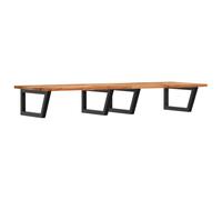 Ezbryzmatic Scaffale per lavabo da parete, 120 x 50 cm, in legno di acacia e acciaio, nero satinato, robusto scaffale da bagno con portata di 100 kg, con maniglie cromate, con