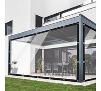 Ezcasch 4x6m Telone trasparente con occhielli, 420 g/m² Telone trasparente, telo impermeabile come protezione da pioggia, vento e polvere, per esterni con corda e fascette