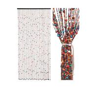 Ezcasch 90 x 200 cm, tenda di perle per porte come decorazione e protezione dagli insetti, 38 fili, stile bohémien, in bambù e perline di legno, per finestre/camere, arcobaleno colorato