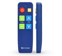 EZclicker Telecomando TV per anziani (nero) Extra semplice pulsante grande telecomando muto, funziona con le principali marche TV (2 batterie AAA non incluse) (Blu)