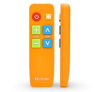 EZclicker Telecomando TV per anziani (nero) Extra semplice pulsante grande telecomando muto, funziona con le principali marche TV (2 batterie AAA non incluse) (Arancione)