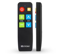 EZclicker Telecomando TV per anziani (nero) Extra semplice pulsante grande telecomando muto, funziona con le principali marche TV (2 batterie AAA non incluse) (Nero)