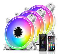 EZDIY-FAB Bianco Moonlight Ventola per alloggiamento RGB 120 mm con hub ventola Remote, scheda madre Aura SYNC, ventola indirizzabile per alloggiamento PC-3 Pack