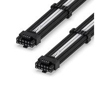 EZDIY-FAB Cavo a Manicotto 16AWG PCI-e 5.0 12VHPWR PSU,600W Cavo da 12+4 pin Maschio a 12+4 pin Maschio per RTX 3090Ti/4070Ti/4080/4090, 60cm/23.62in-Nero Bianco
