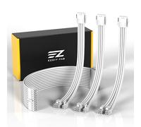 EZDIY-FAB Cavo di Estensione PSU con Manicotto Cavo di Alimentazione PC mod Personalizzato,Nylon Morbido Intrecciato con Kit Pettine 24PIN/8PIN a 6+2PIN/ 8PIN a 4+4PIN-300MM-Tutto Bianco