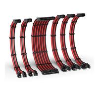 EZDIY-FAB Kit di Estensione del Cavo PSU,Estensione del di Alimentazione 16AWG-1x24Pin/2x4+4 EPS/3x6+2 PCI-E,Cavo con Manicotto per PC Personalizzato 300MM con Pettini-Nero Rosso
